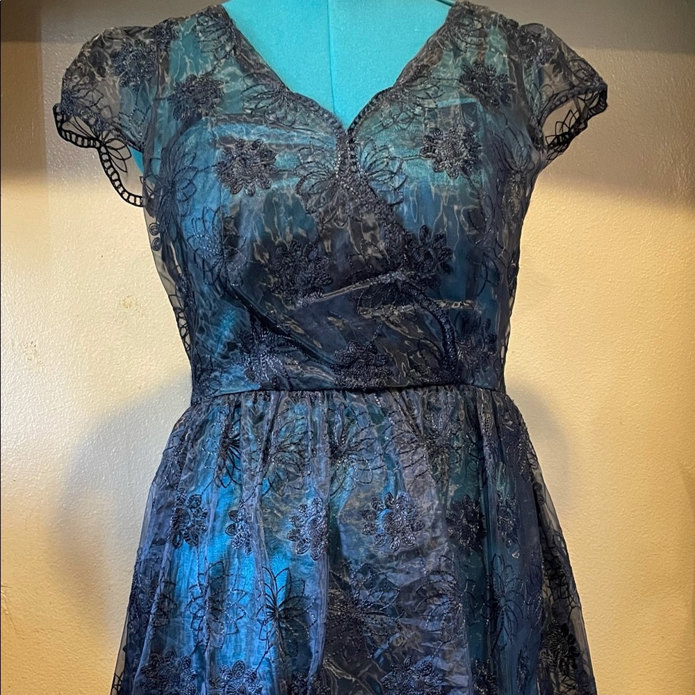 Voodoo Vixen Teal and Black Lace Party Dress.